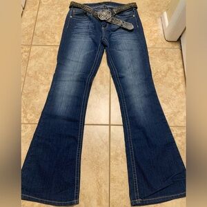 YMI Dark Blue Flare Jeans with Belt